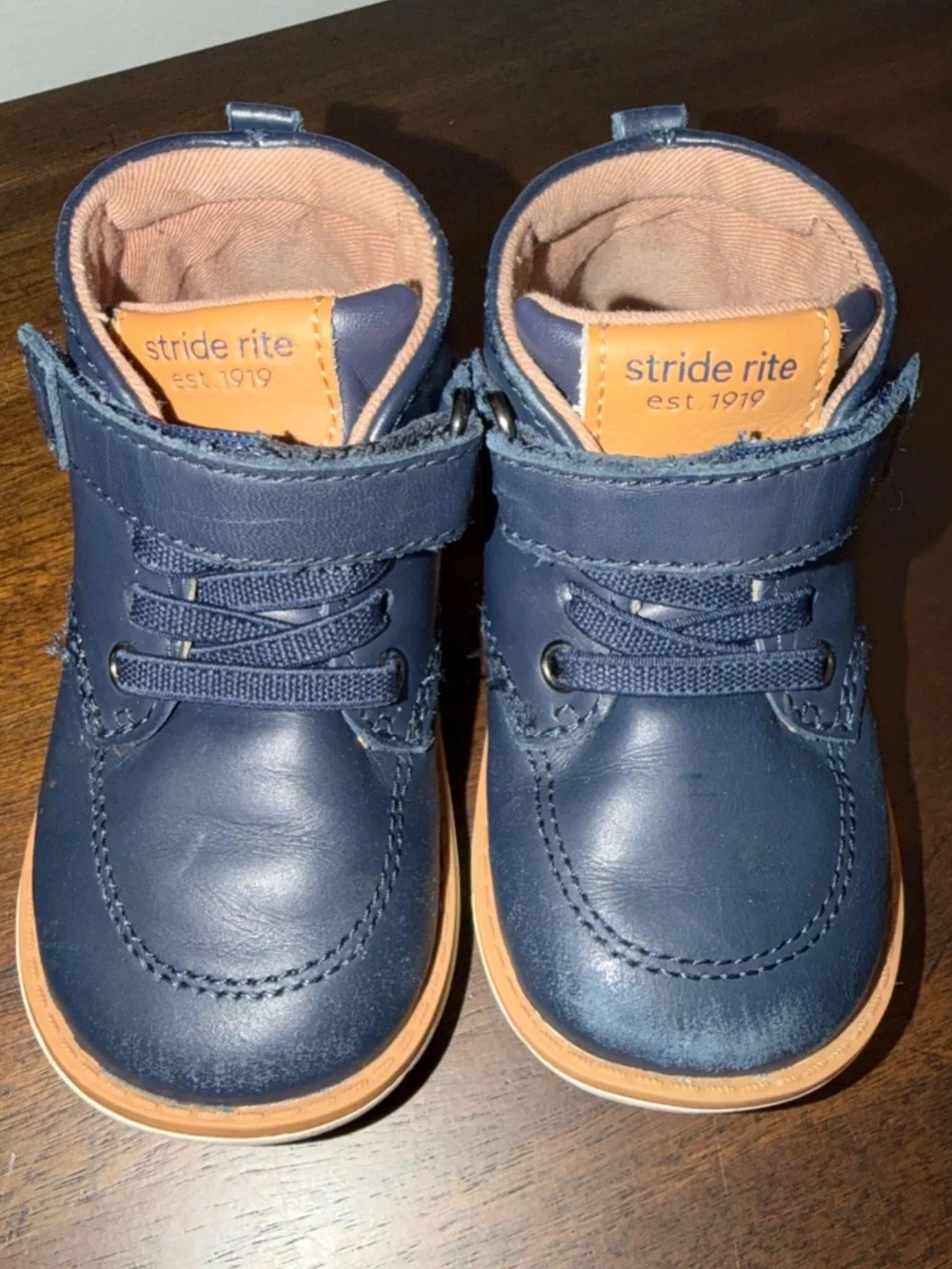 Stride Rite Kids SRT QUINN Leather Boots Boys Size 5.5 W Blue Ankle